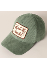 Fashion City Howdy Darlin' Embroidery Patch Corduroy Cap (Sage)