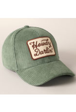 Fashion City Howdy Darlin' Embroidery Patch Corduroy Cap (Sage)