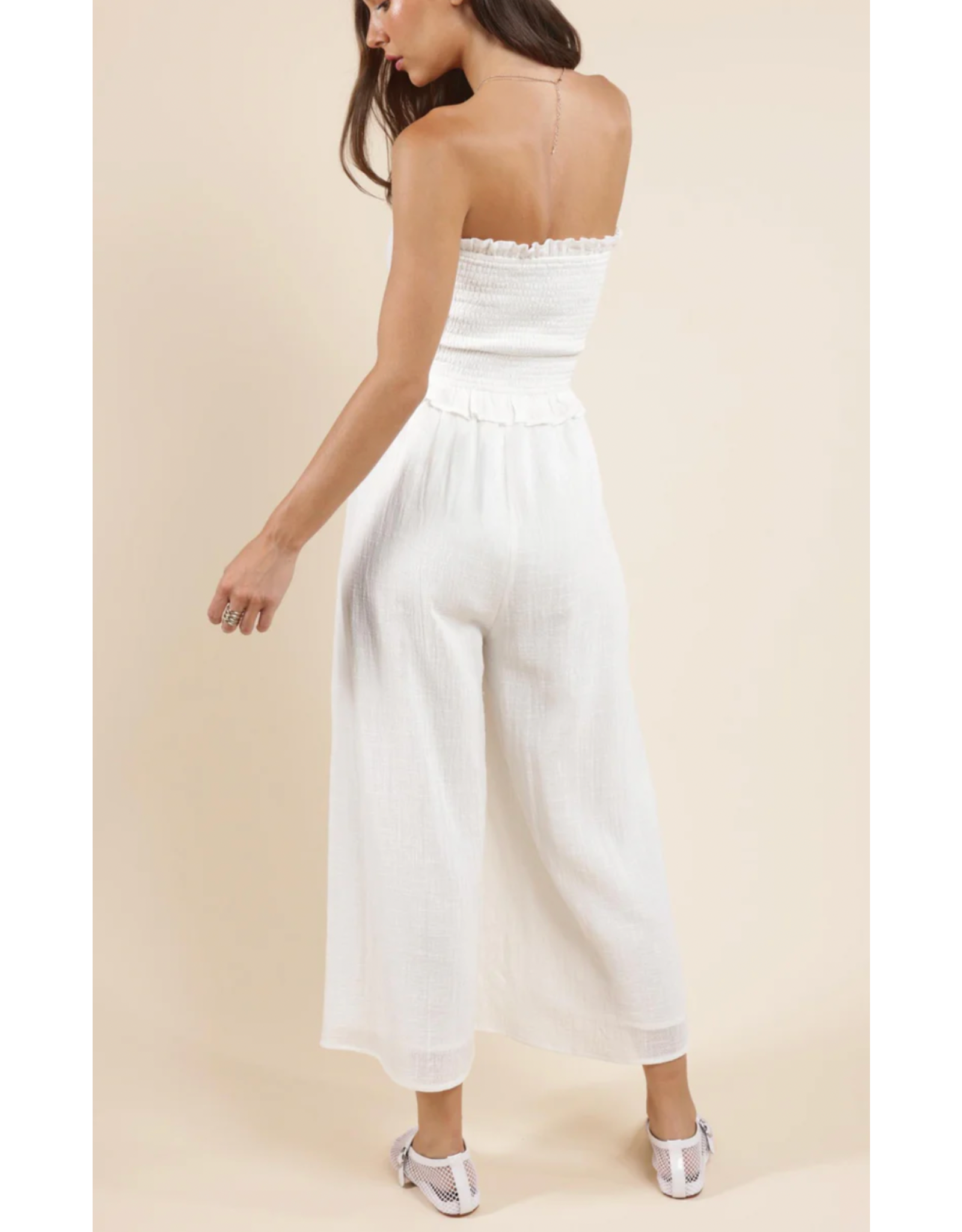 Sadie & Sage Sadie & Sage - So Cal Smocked Bodice Jumpsuit (White)