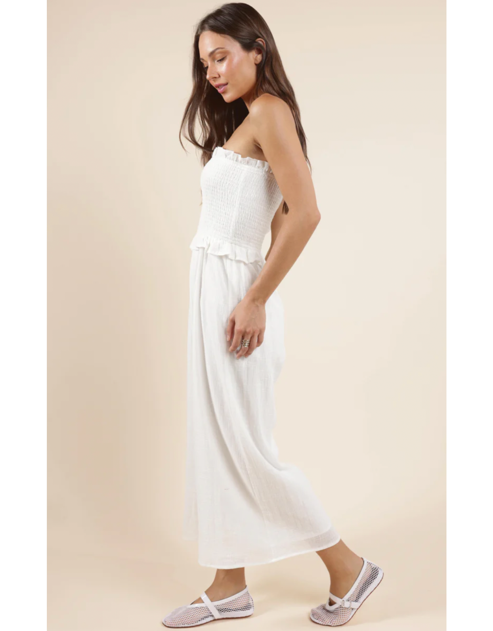 Sadie & Sage Sadie & Sage - So Cal Smocked Bodice Jumpsuit (White)