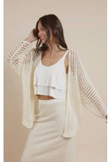 Sadie & Sage Sadie & Sage - Peach Fuzz Open Knit Cardigan (Ivory)