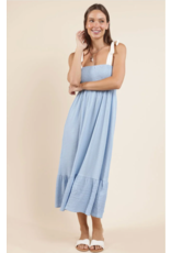 Sadie & Sage Sadie & Sage - Delilah Contrast Tie Strap Smocked Midi Dress (Sky Blue Cream)