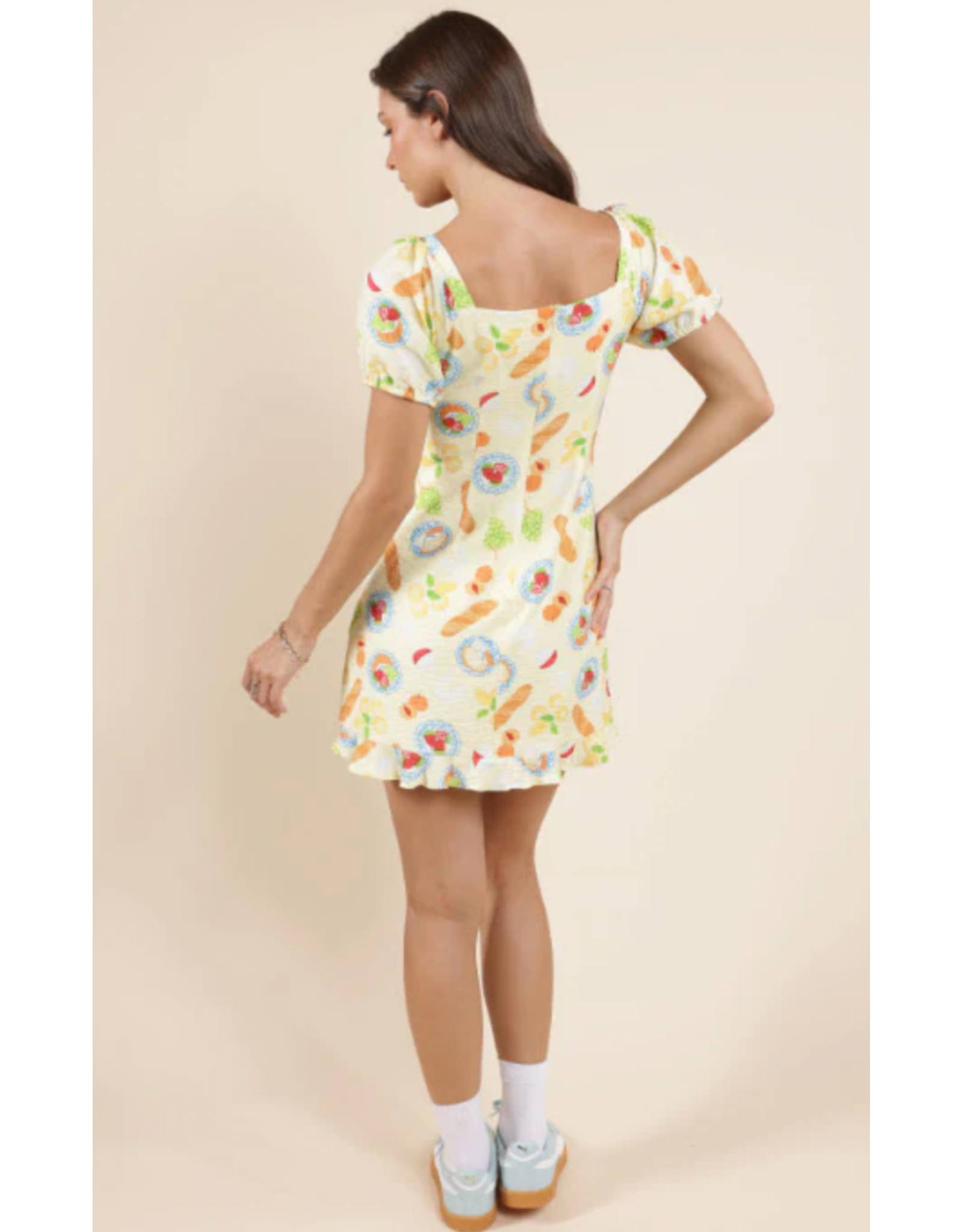 Sadie & Sage Sadie & Sage - Picnic Pursuits Front Tie Mini Dress (Lemon)