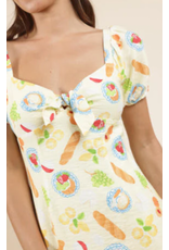 Sadie & Sage Sadie & Sage - Picnic Pursuits Front Tie Mini Dress (Lemon)