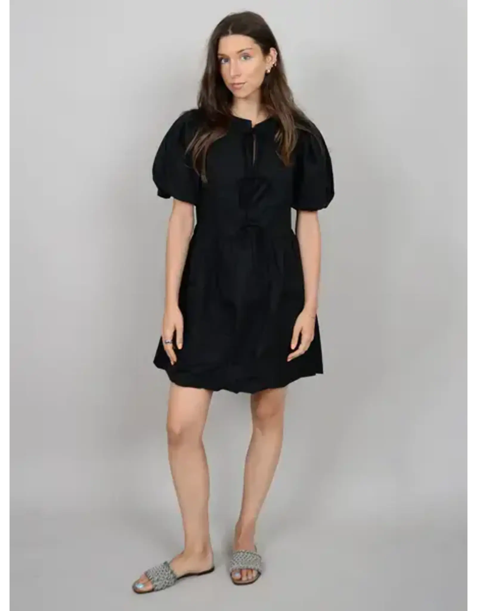 RD Style RD Style - Tally Puff Sleeve Front Tie Dress (Black)