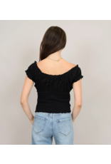RD Style RD Style - Mica Puff Short Sleeve Shirred Top (Black)