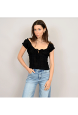 RD Style RD Style - Mica Puff Short Sleeve Shirred Top (Black)