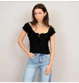 RD Style RD Style - Mica Puff Short Sleeve Shirred Top (Black)