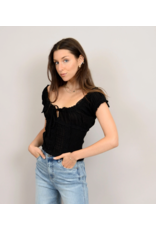RD Style RD Style - Mica Puff Short Sleeve Shirred Top (Black)