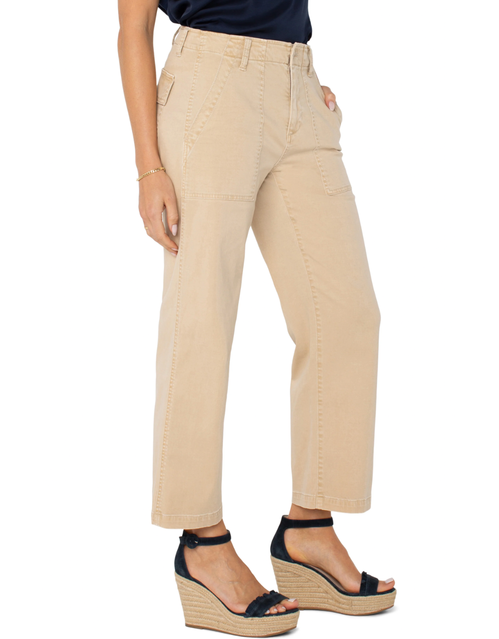 Liverpool Liverpool - Cargo crop wide leg (Cappucino)