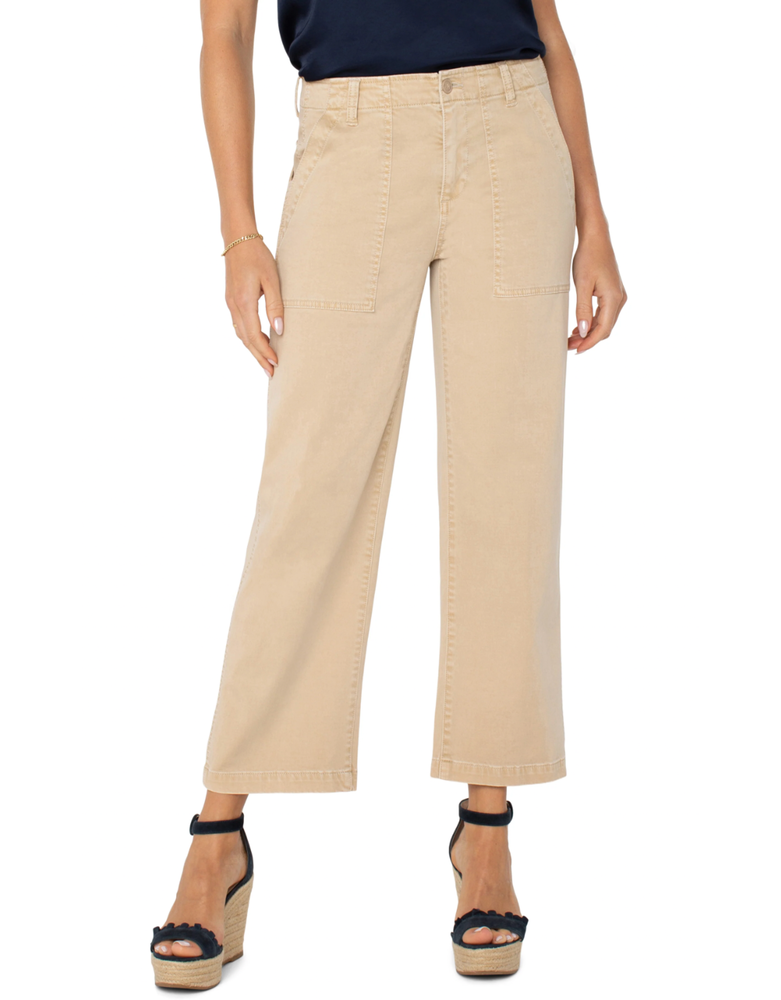 Liverpool Liverpool - Cargo crop wide leg (Cappucino)
