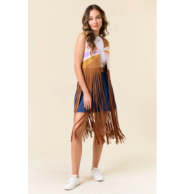 Saints & Hearts Saints & Hearts - Long Fringe Vest with Sunset Patch