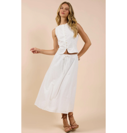 Sadie & Sage Sadie & Sage - Sundream Eyelet Drawstring Maxi Skirt (White)