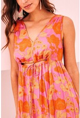 NKN Barcelona NKN Barcelona - Kailani Printed Maxi Dress with Waist Cutouts (Fuschia)