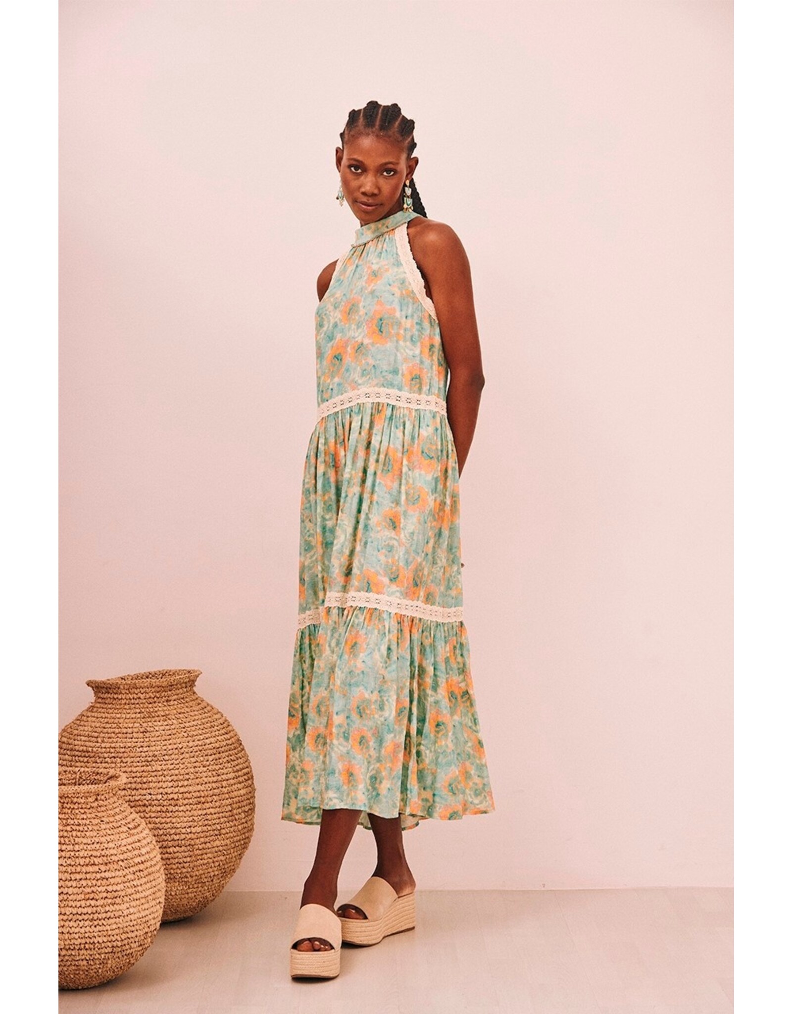 NKN Barcelona NKN Barcelona - Natai  Printed Halter Dress (Turquoise)