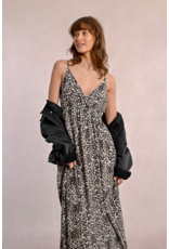 Molly Bracken Molly Bracken -  Maxi Length Leopard Print Dress (Beige)