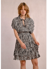 Molly Bracken Molly Bracken -  Leopard Print Dress with Ruffles (Beige)
