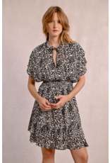 Molly Bracken Molly Bracken -  Leopard Print Dress with Ruffles (Beige)