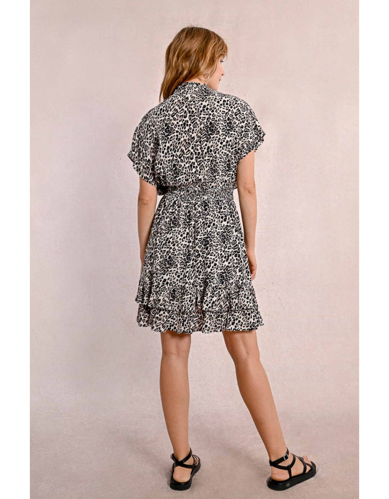 Molly Bracken Molly Bracken -  Leopard Print Dress with Ruffles (Beige)