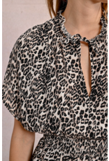 Molly Bracken Molly Bracken -  Leopard Print Dress with Ruffles (Beige)