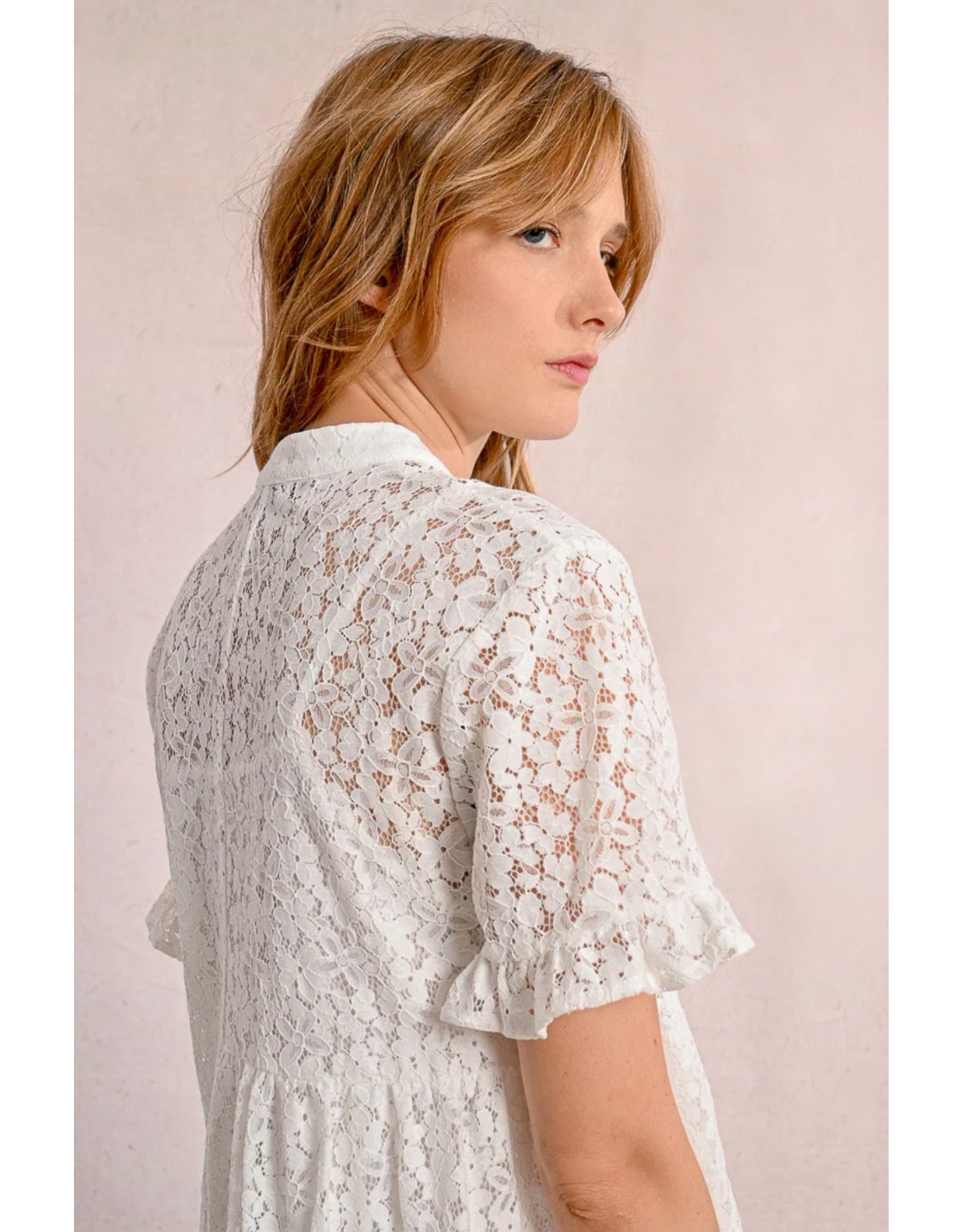 Molly Bracken Molly Bracken -  Lace Shirt Dress (White)