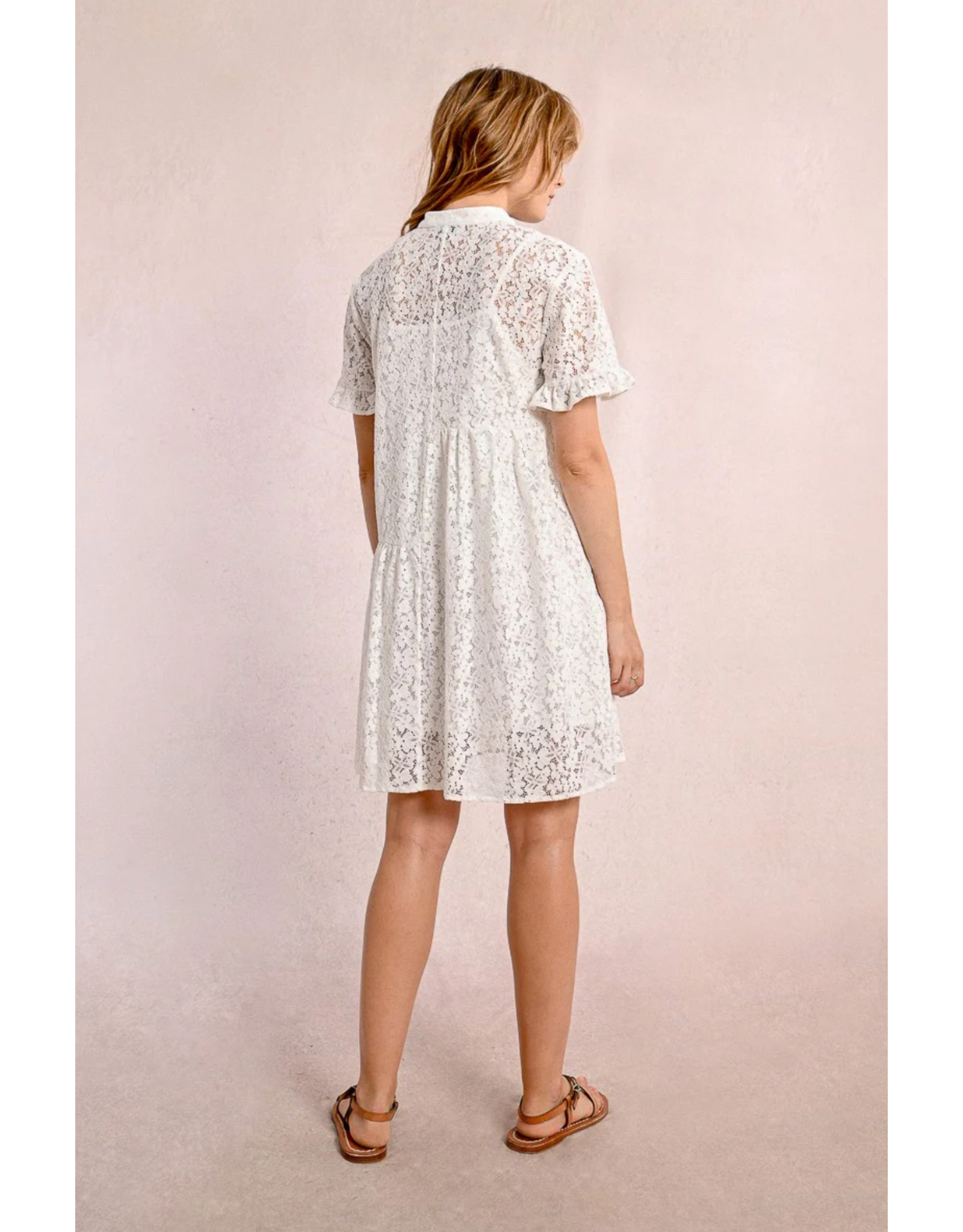 Molly Bracken Molly Bracken -  Lace Shirt Dress (White)