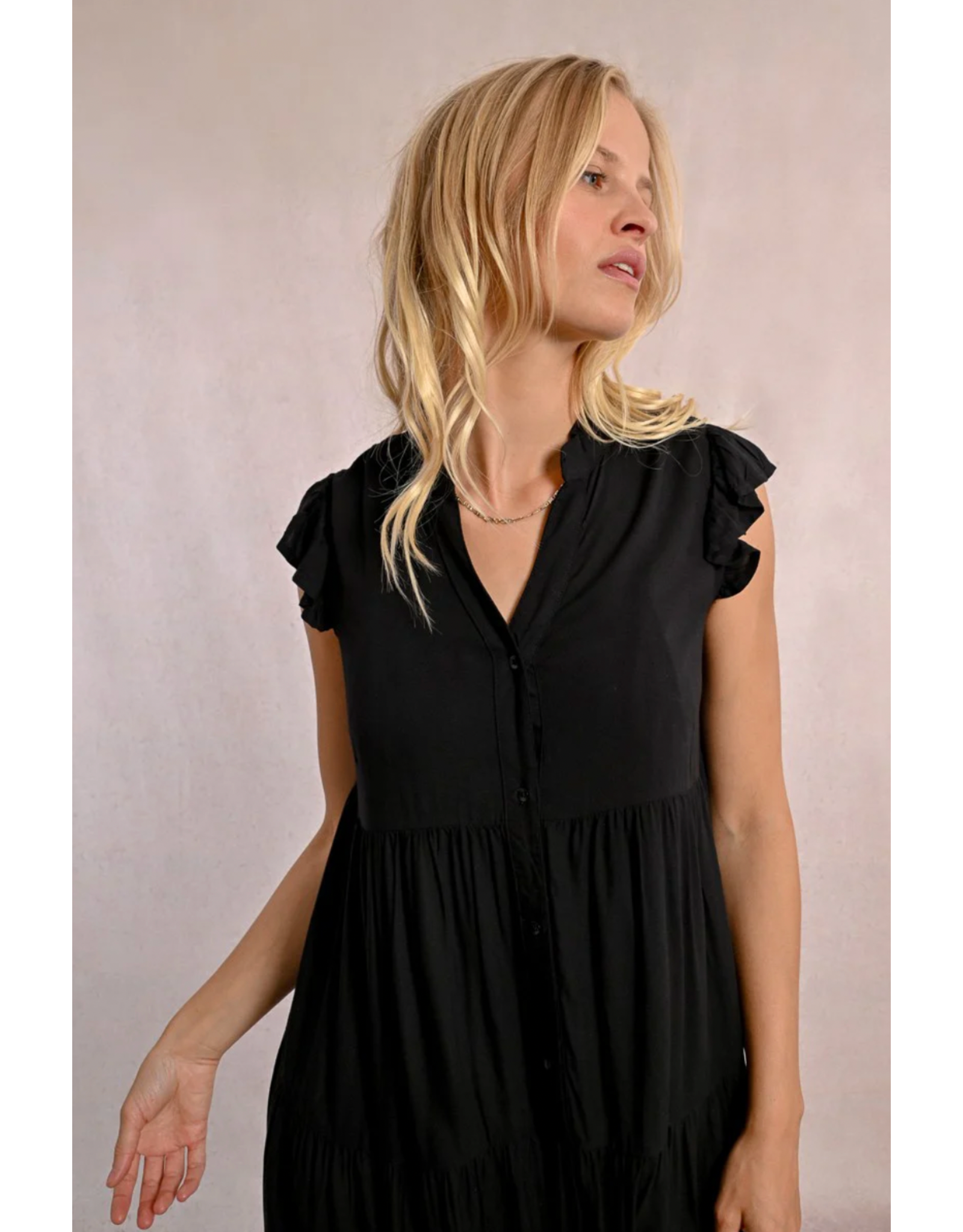 Molly Bracken Molly Bracken -  Tiered Maxi Length Dress (Black)