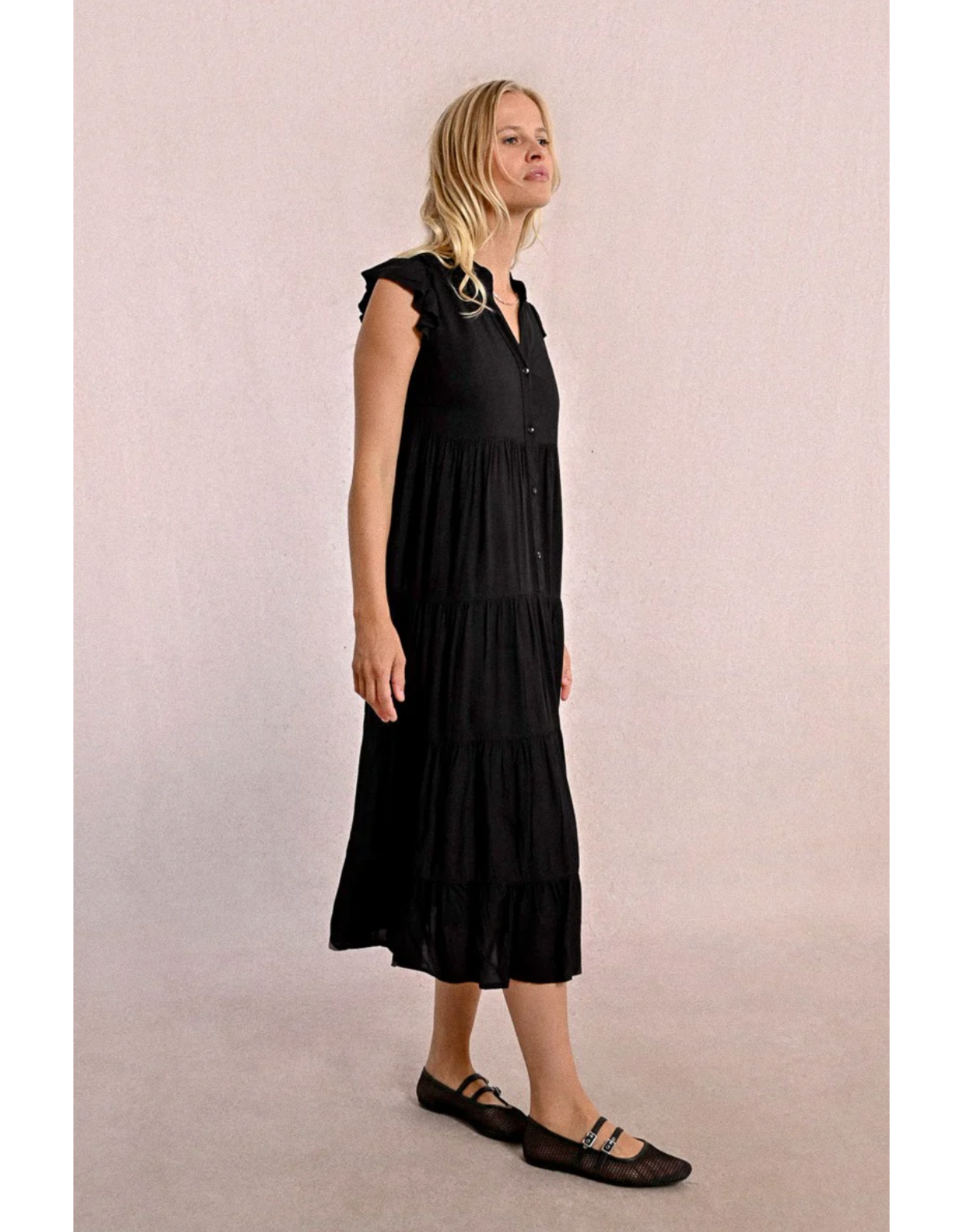 Molly Bracken Molly Bracken -  Tiered Maxi Length Dress (Black)