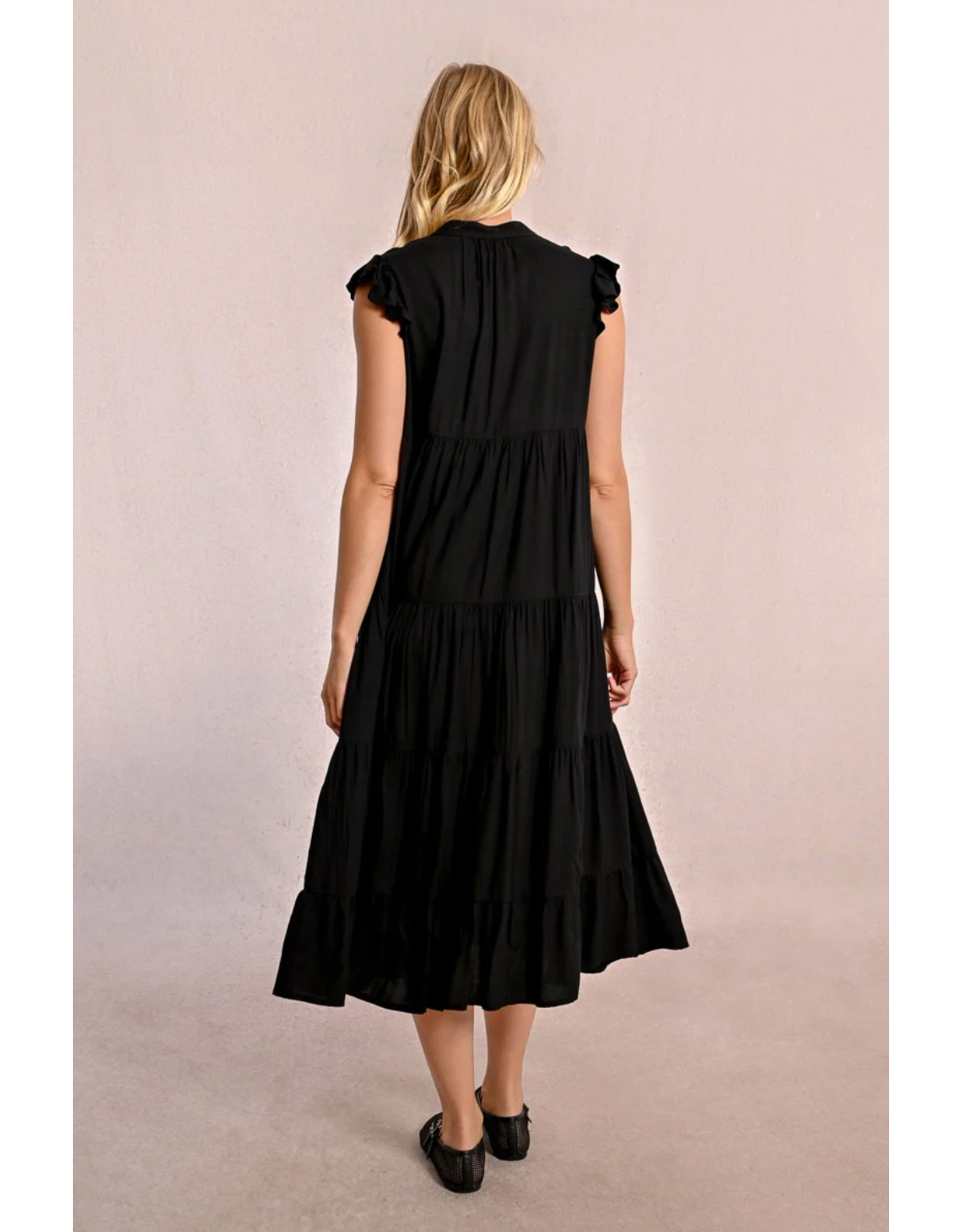 Molly Bracken Molly Bracken -  Tiered Maxi Length Dress (Black)