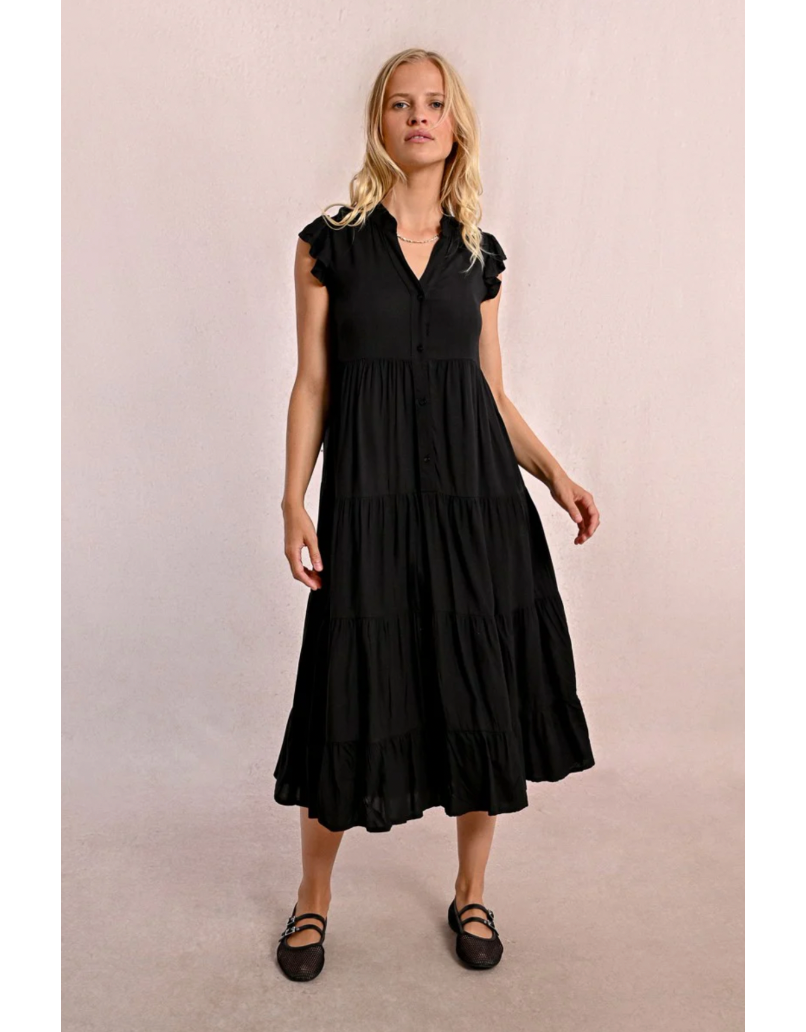 Molly Bracken Molly Bracken -  Tiered Maxi Length Dress (Black)