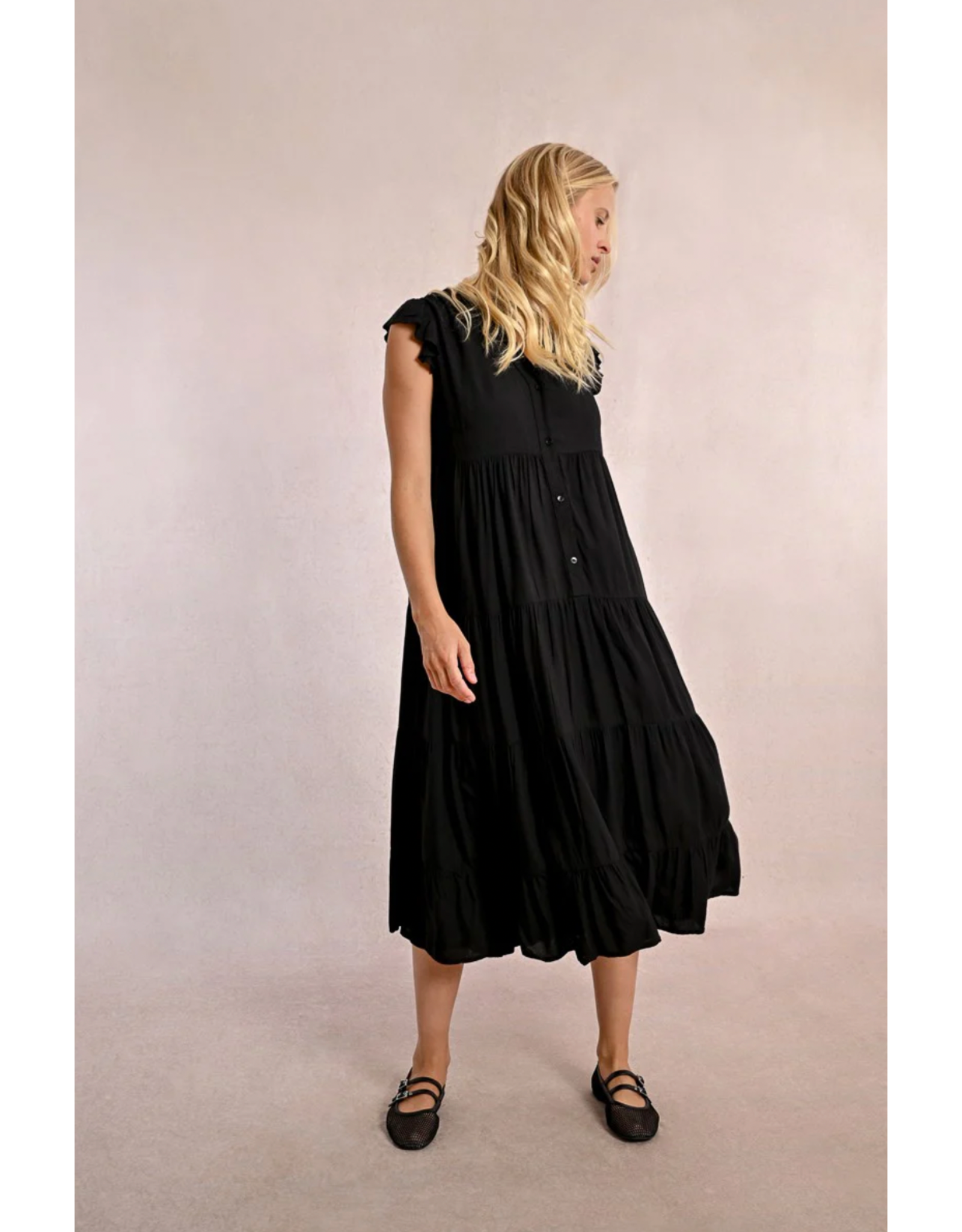 Molly Bracken Molly Bracken -  Tiered Maxi Length Dress (Black)