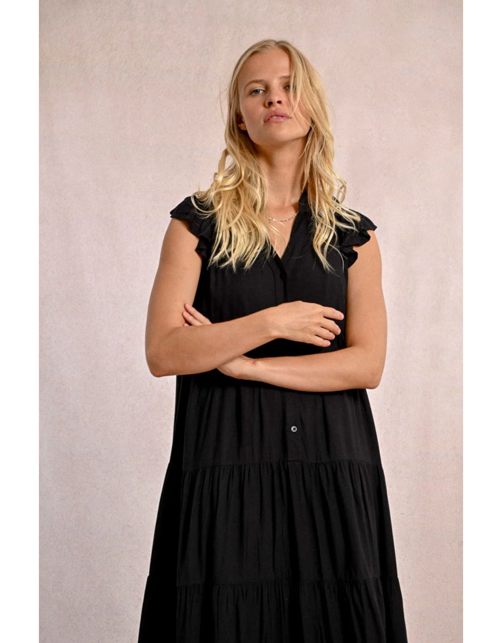 Molly Bracken Molly Bracken -  Tiered Maxi Length Dress (Black)