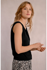 Molly Bracken Molly Bracken - Button Up Sleeveless Sweater (Black)