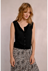 Molly Bracken Molly Bracken - Button Up Sleeveless Sweater (Black)