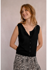 Molly Bracken Molly Bracken - Button Up Sleeveless Sweater (Black)