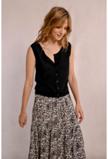 Molly Bracken Molly Bracken - Button Up Sleeveless Sweater (Black)