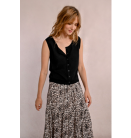 Molly Bracken Molly Bracken - Button Up Sleeveless Sweater (Black)