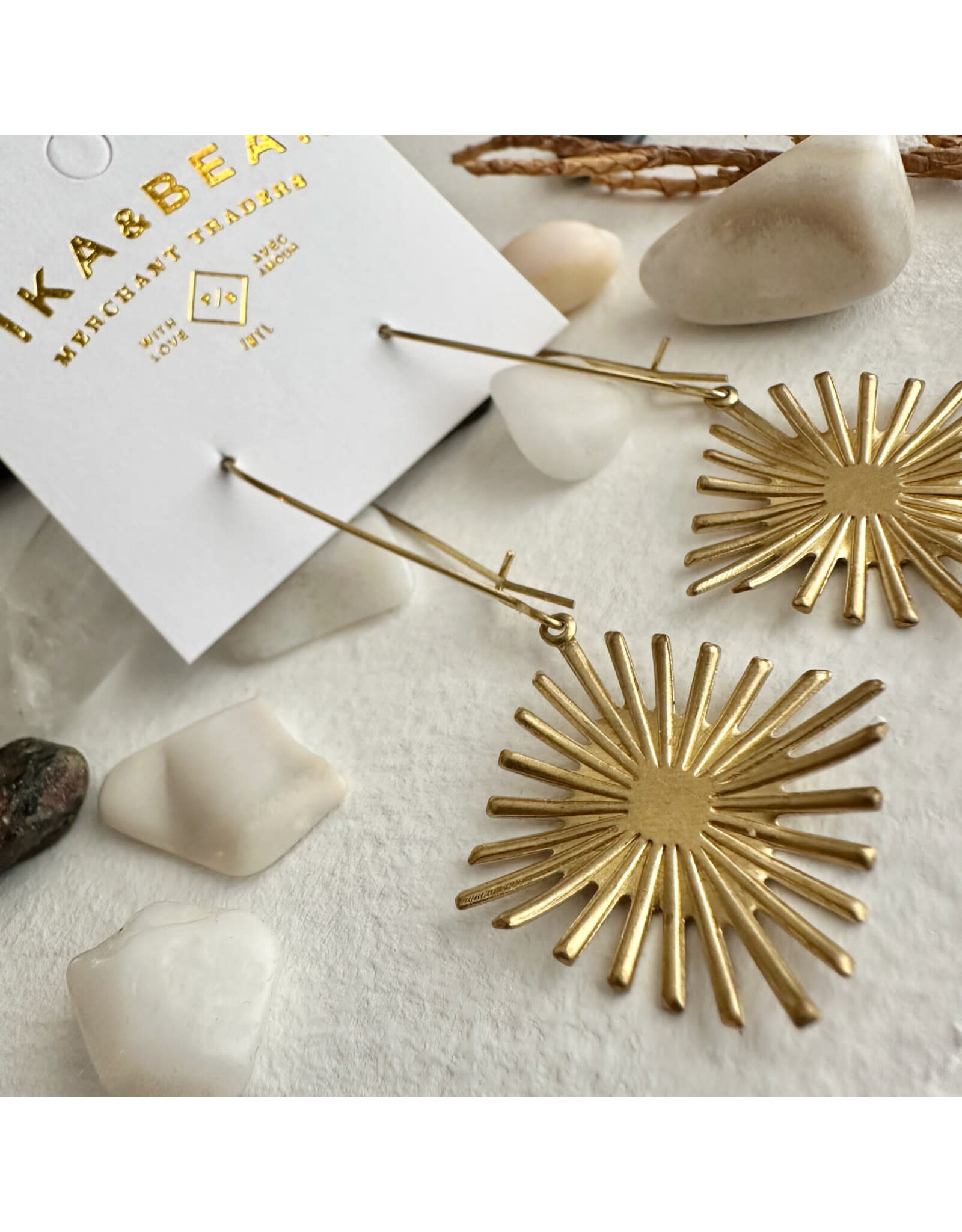 Pika & Bear Pika & Bear - "Lucienne" Raw Brass Starburst Drop Earrings