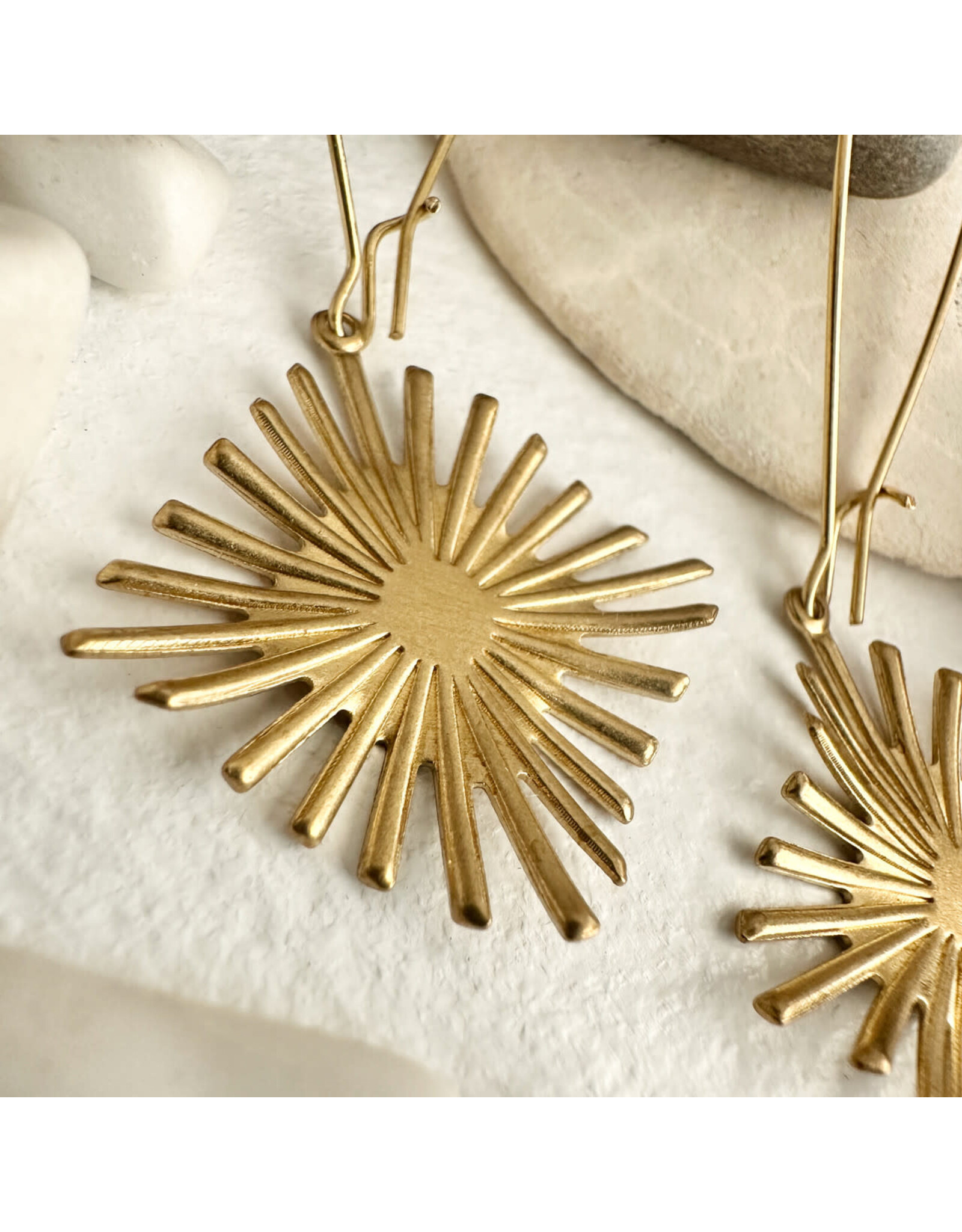 Pika & Bear Pika & Bear - "Lucienne" Raw Brass Starburst Drop Earrings