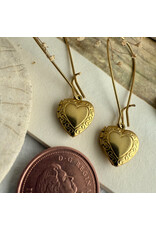 Pika & Bear Pika & Bear - "Elizabeth" Vintage Heart Shaped Locket Drop Earrings in Raw Brass