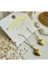 Pika & Bear Pika & Bear - "Elizabeth" Vintage Heart Shaped Locket Drop Earrings in Raw Brass