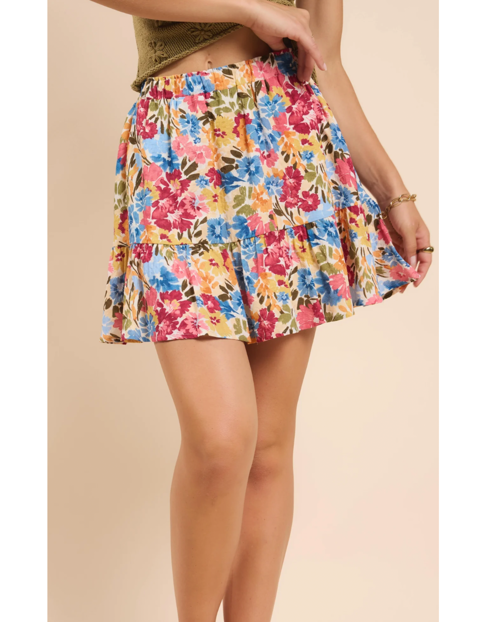 Sadie & Sage Sadie & Sage - Nature's Palette Mini Skirt with Ruffle Hem