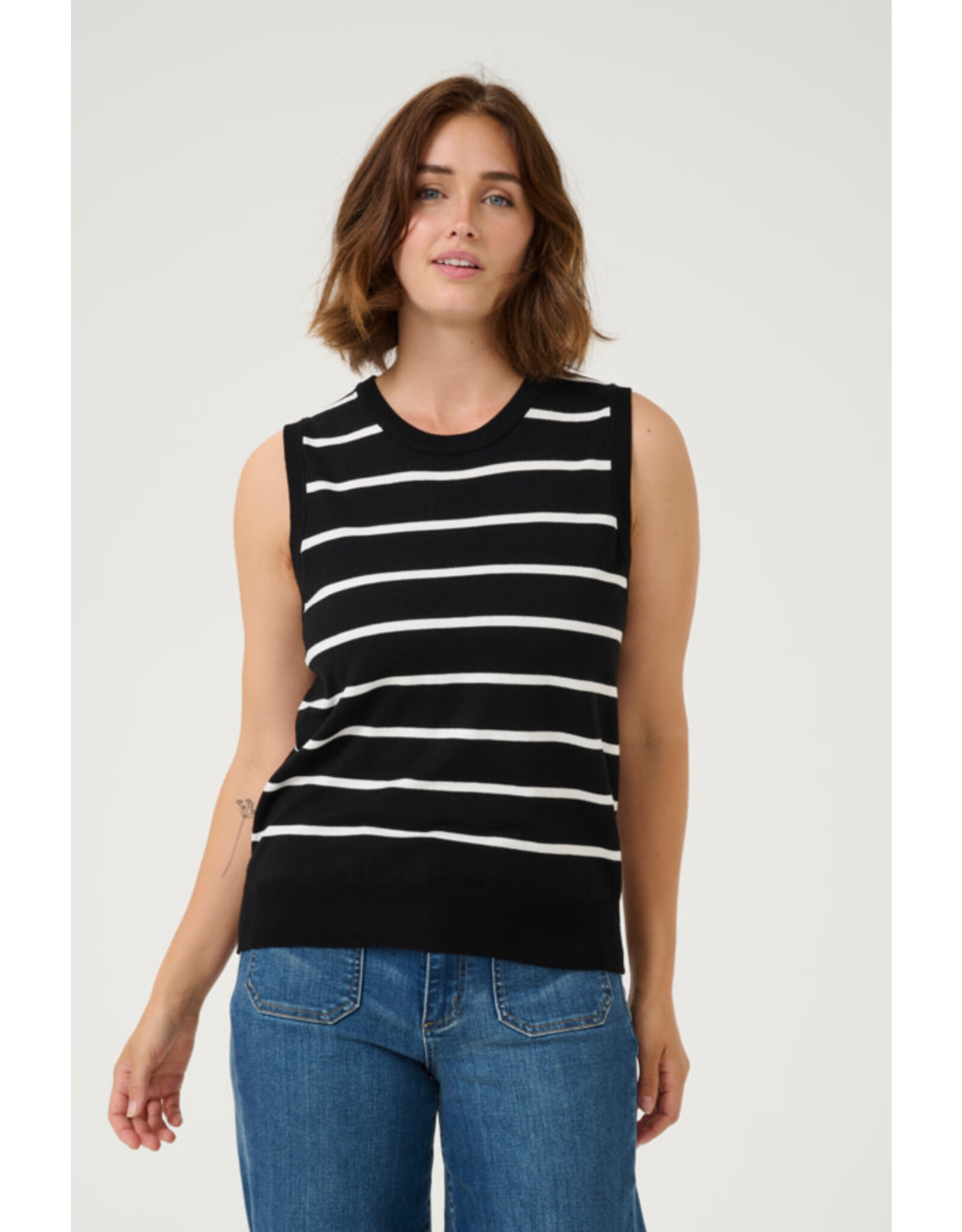 Kaffe Kaffe - Lizza Striped Slipover (Blk / Chalk)