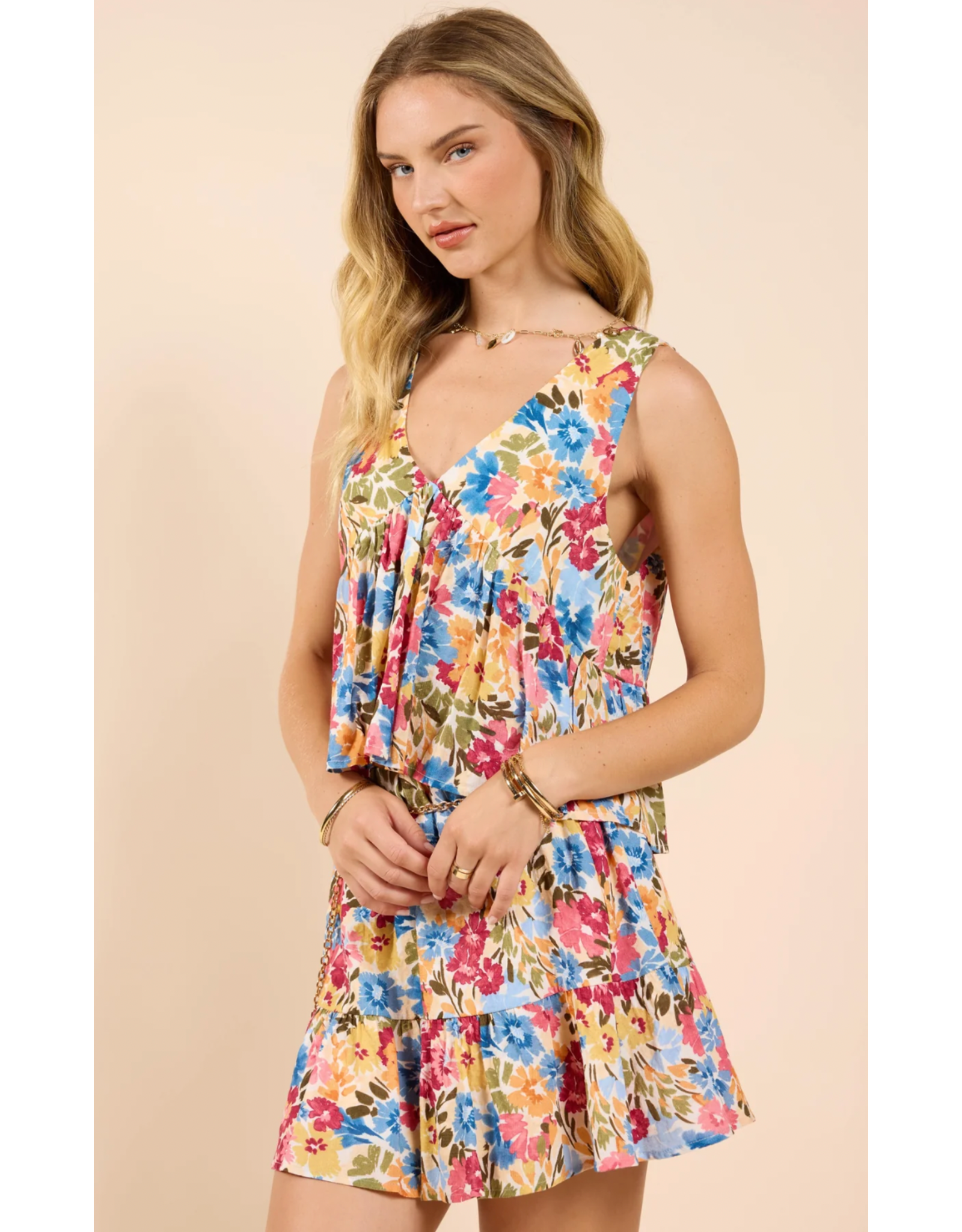 Sadie & Sage Sadie & Sage - Nature's Palette V Neck Flowy Sleeveless Top