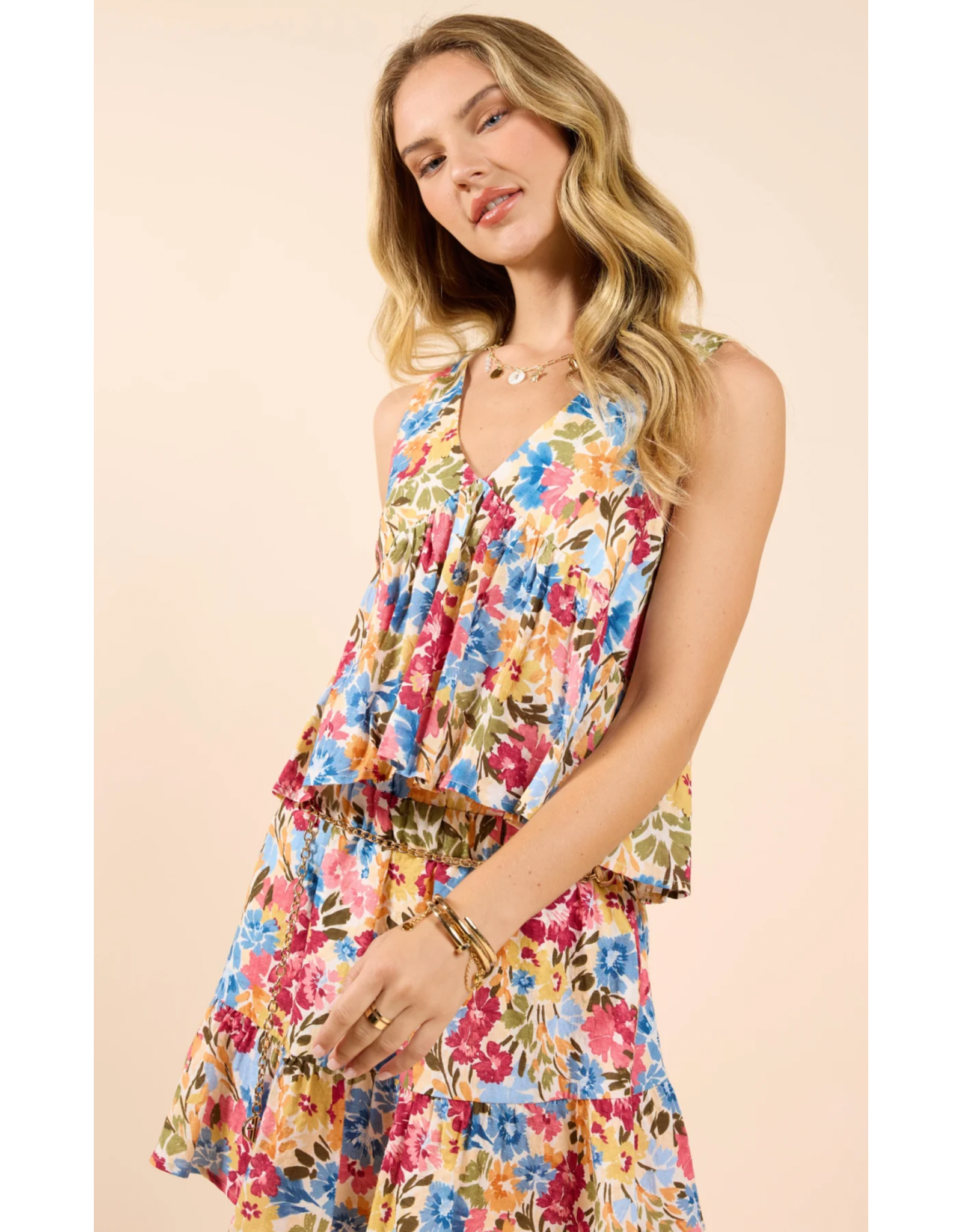 Sadie & Sage Sadie & Sage - Nature's Palette V Neck Flowy Sleeveless Top