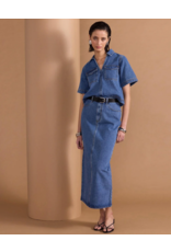 Staple The Label Staple - Alden Crop Denim Shirt (Mid Blue)