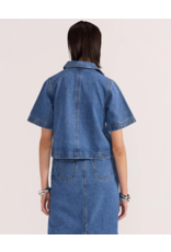 Staple The Label Staple - Alden Crop Denim Shirt (Mid Blue)