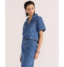 Staple The Label Staple - Alden Crop Denim Shirt (Mid Blue)
