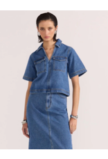 Staple The Label Staple - Alden Crop Denim Shirt (Mid Blue)