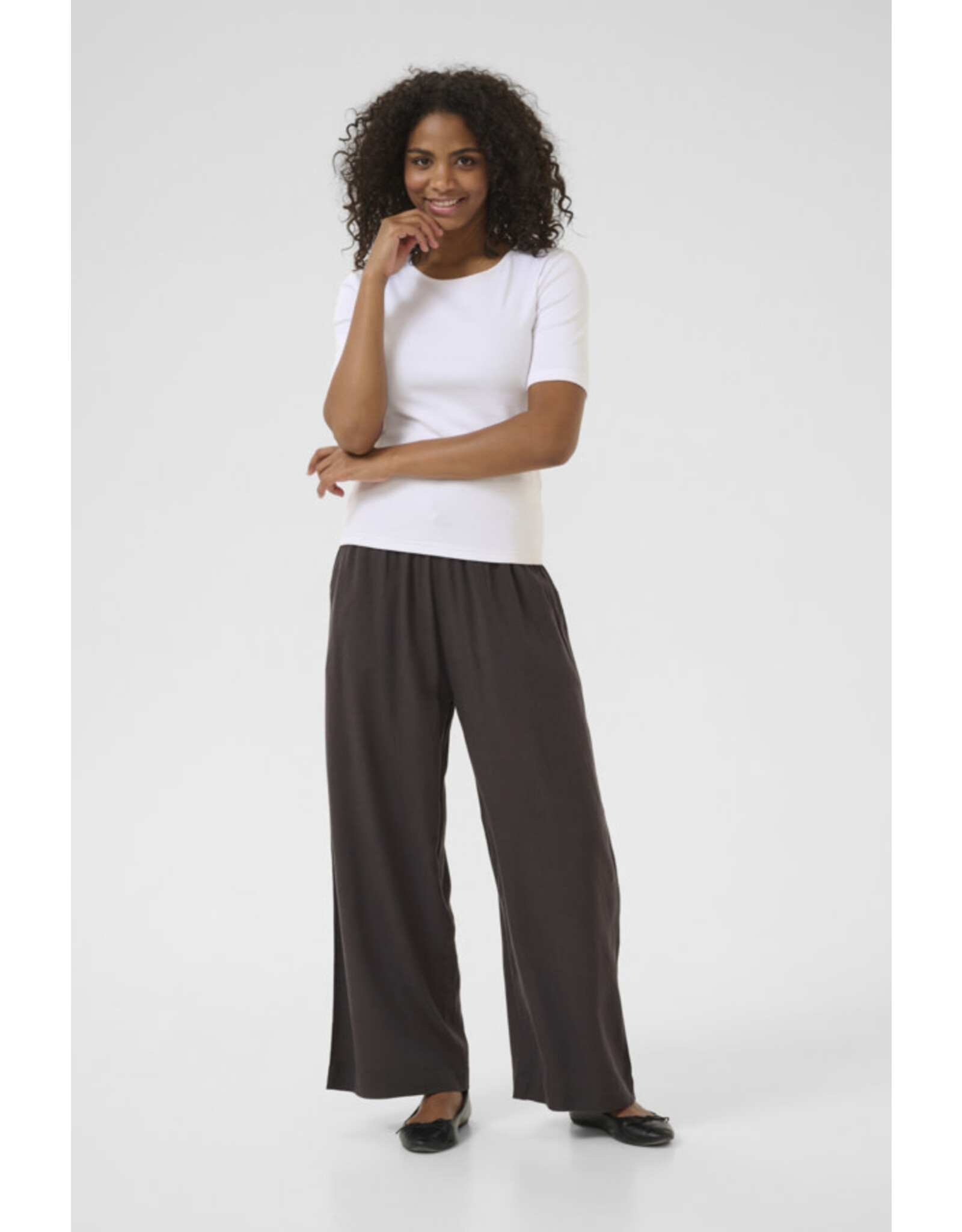 Kaffe Kaffe - Milia Cropped Wide Pants (Black Oyster)